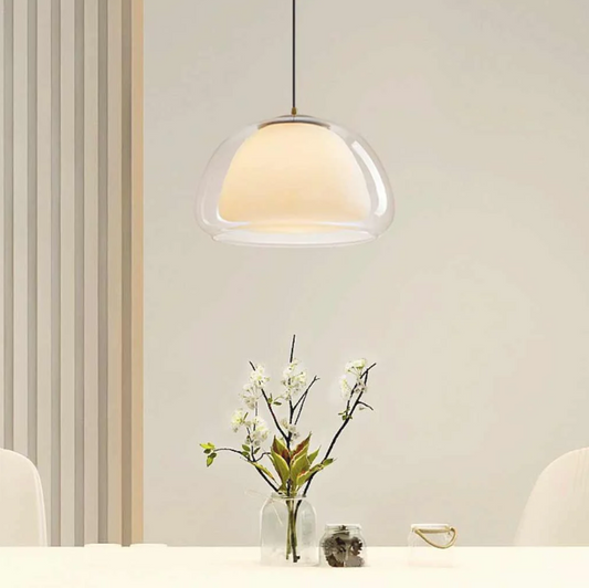 Lámpara colgante Nórdico Cúpula de cristal transparente en gelatina, color blanco