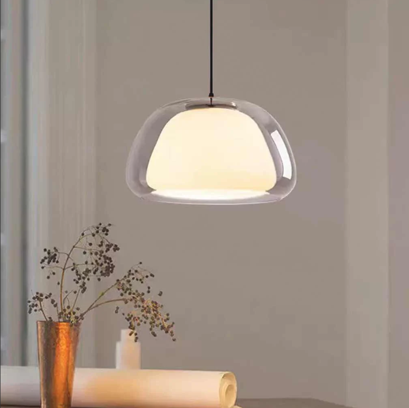 Lámpara colgante Nórdico Cúpula de cristal transparente en gelatina, color blanco