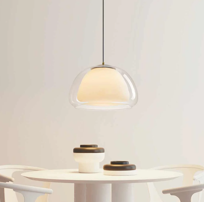 Lámpara colgante Nórdico Cúpula de cristal transparente en gelatina, color blanco