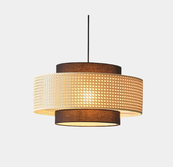 Lámpara colgante Japonés retro redonda de tela de ratán