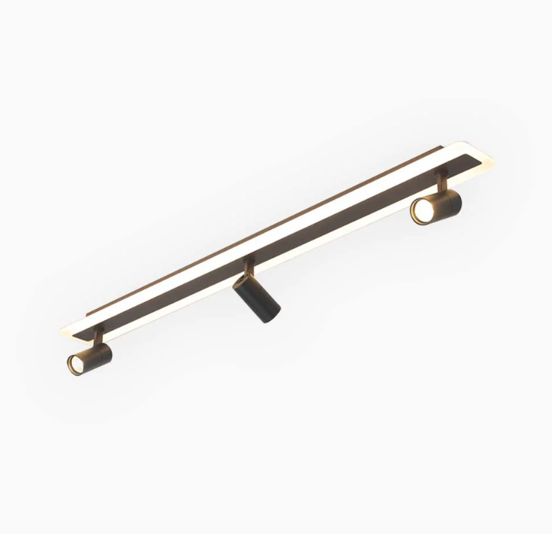 Foco de techo con riel, LED lineal moderno, color negro