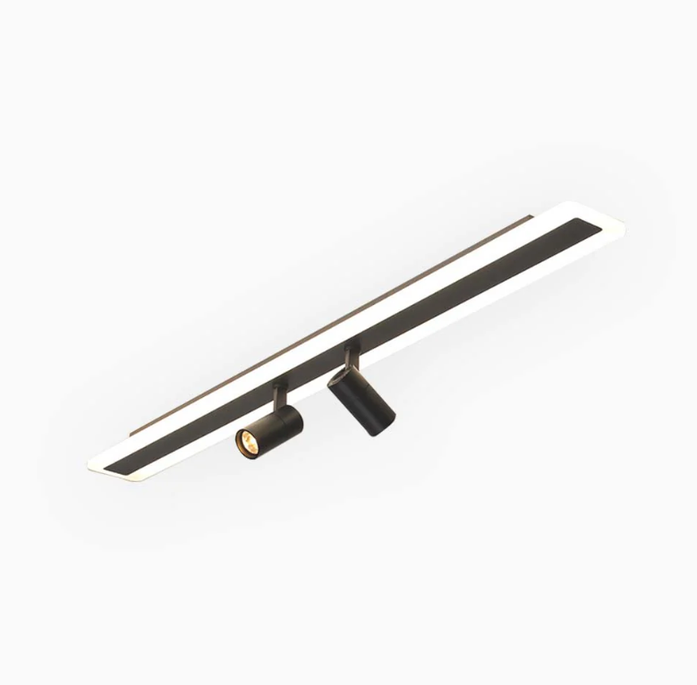 Foco de techo con riel, LED lineal moderno, color negro