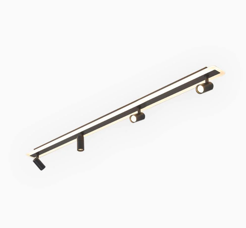 Foco de techo con riel, LED lineal moderno, color negro